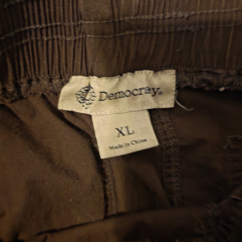 Democracy Brown Elastic Waist Ankle Pants XL Stretch Cotton Blend - Picture 7 of 7